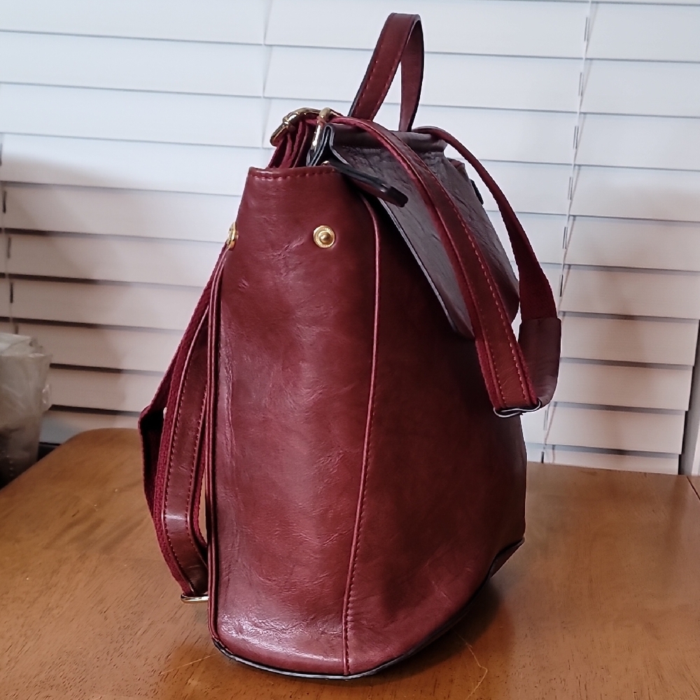 Burgundy Convertible Backpack - Picture 6 of 10